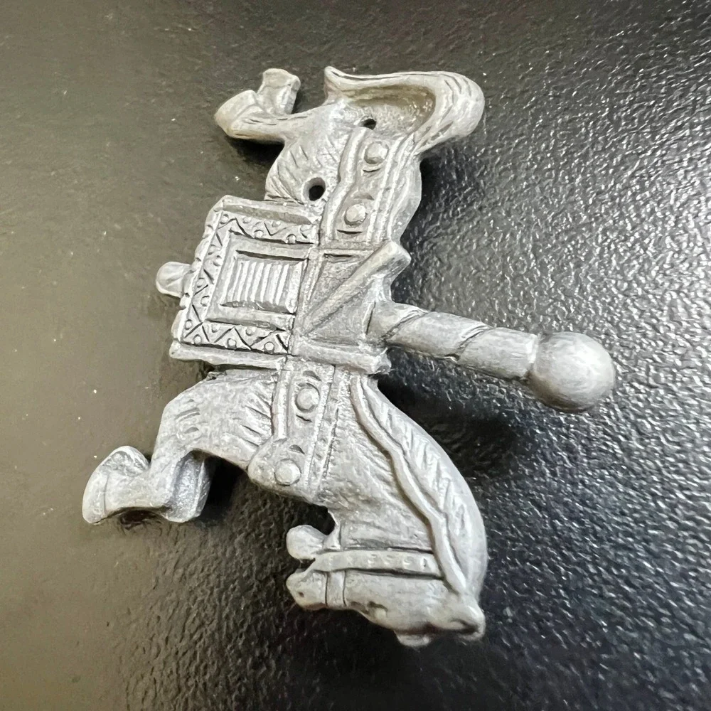 Vintage Carousel Horse‎ Brooch Pewter Tone Animal Pin